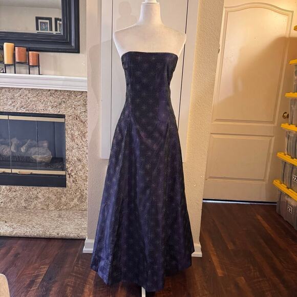 Vintage McClintock 90s Prom Dress Ball Gown Blue Y2K Goth Corset Princess Sz 16 - Picture 2 of 13